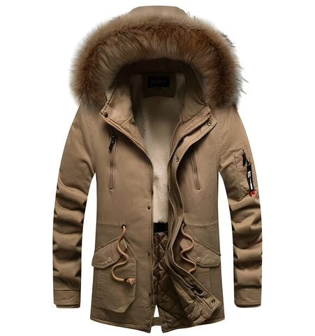 The Grizzly Faux Fur Hooded Winter Jacket - Multiple Colors Well Worn Khaki XS 