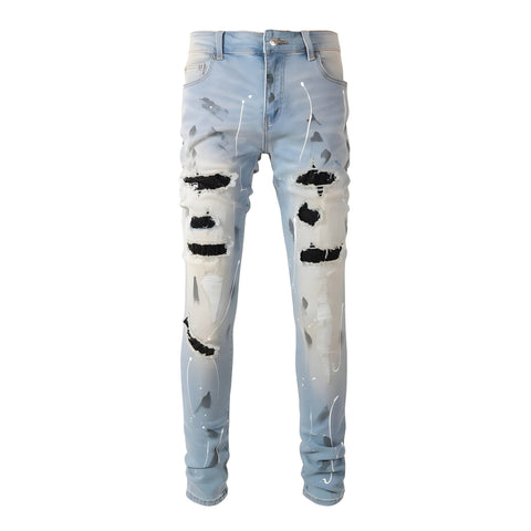 The Cromwell Distressed Denim Biker Jeans WellMan Studios 28 