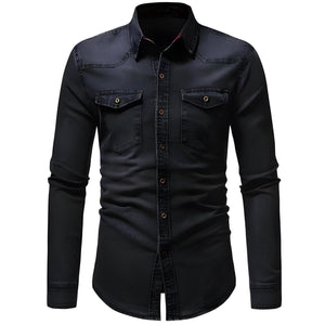 The Frederick Long Sleeve Denim Shirt - Onyx Na housekeeper Store M 