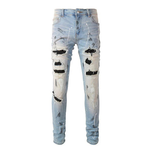 The Cromwell Distressed Denim Biker Jeans WellMan Studios 40 